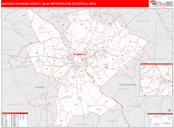 Augusta-Richmond County Metro Area Wall Map